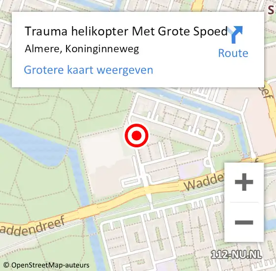 Locatie op kaart van de 112 melding: Trauma helikopter Met Grote Spoed Naar Almere, Koninginneweg op 23 juli 2024 14:13