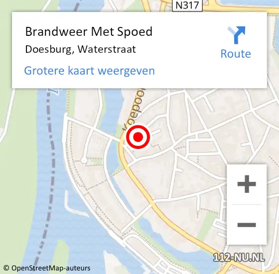 Locatie op kaart van de 112 melding: Brandweer Met Spoed Naar Doesburg, Waterstraat op 23 juli 2024 14:16