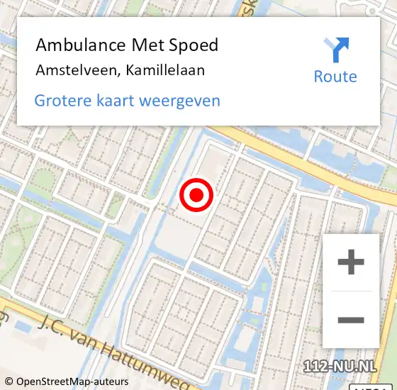 Locatie op kaart van de 112 melding: Ambulance Met Spoed Naar Amstelveen, Kamillelaan op 23 juli 2024 14:21