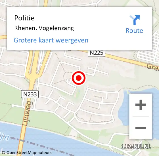 Locatie op kaart van de 112 melding: Politie Rhenen, Vogelenzang op 23 juli 2024 14:23