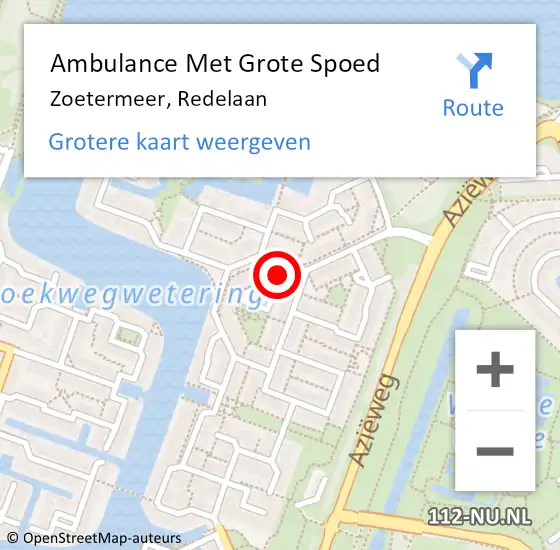 Locatie op kaart van de 112 melding: Ambulance Met Grote Spoed Naar Zoetermeer, Redelaan op 23 juli 2024 14:42