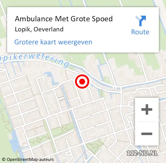 Locatie op kaart van de 112 melding: Ambulance Met Grote Spoed Naar Lopik, Oeverland op 14 oktober 2014 06:39