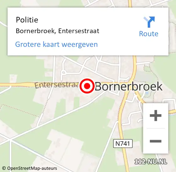 Locatie op kaart van de 112 melding: Politie Bornerbroek, Entersestraat op 23 juli 2024 14:51