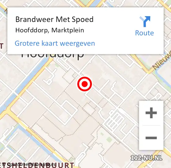 Locatie op kaart van de 112 melding: Brandweer Met Spoed Naar Hoofddorp, Marktplein op 23 juli 2024 14:53