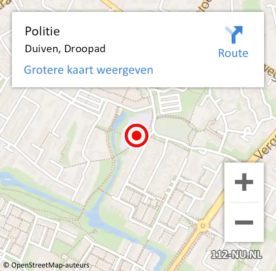 Locatie op kaart van de 112 melding: Politie Duiven, Droopad op 23 juli 2024 14:59