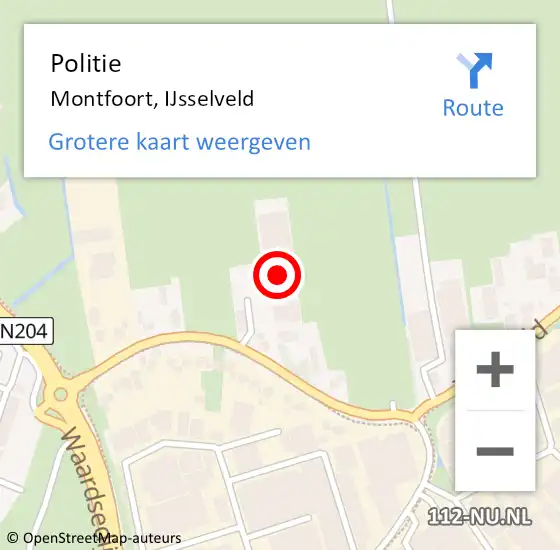 Locatie op kaart van de 112 melding: Politie Montfoort, IJsselveld op 23 juli 2024 15:02