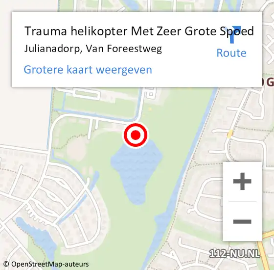 Locatie op kaart van de 112 melding: Trauma helikopter Met Zeer Grote Spoed Naar Julianadorp, Van Foreestweg op 23 juli 2024 15:06