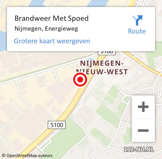 Locatie op kaart van de 112 melding: Brandweer Met Spoed Naar Nijmegen, Energieweg op 23 juli 2024 15:13