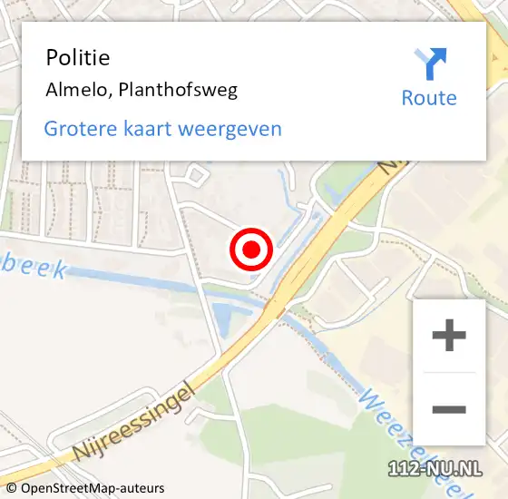 Locatie op kaart van de 112 melding: Politie Almelo, Planthofsweg op 23 juli 2024 15:13