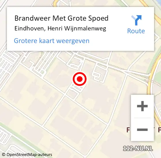 Locatie op kaart van de 112 melding: Brandweer Met Grote Spoed Naar Eindhoven, Henri Wijnmalenweg op 23 juli 2024 15:14