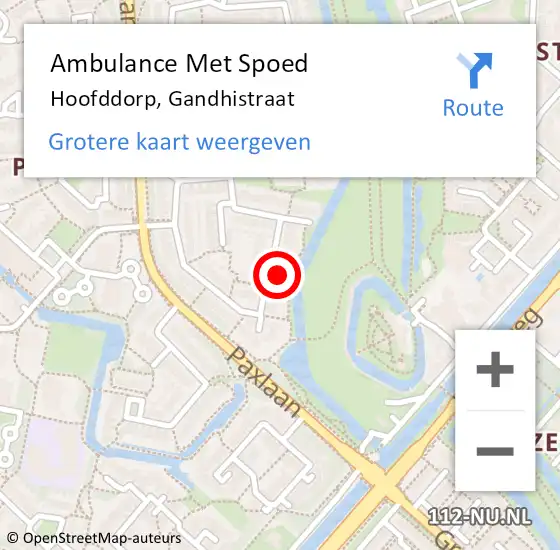 Locatie op kaart van de 112 melding: Ambulance Met Spoed Naar Hoofddorp, Gandhistraat op 23 juli 2024 15:24