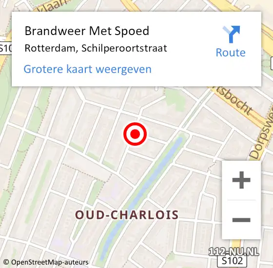 Locatie op kaart van de 112 melding: Brandweer Met Spoed Naar Rotterdam, Schilperoortstraat op 23 juli 2024 15:24