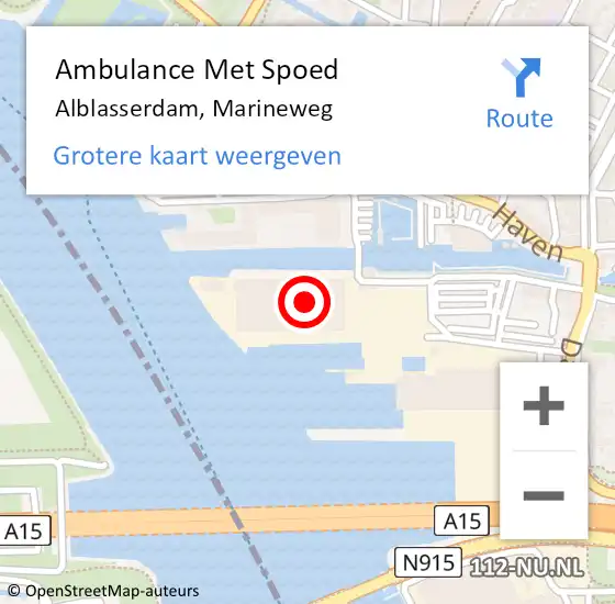 Locatie op kaart van de 112 melding: Ambulance Met Spoed Naar Alblasserdam, Marineweg op 23 juli 2024 15:39