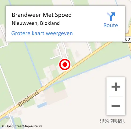 Locatie op kaart van de 112 melding: Brandweer Met Spoed Naar Nieuwveen, Blokland op 23 juli 2024 15:40