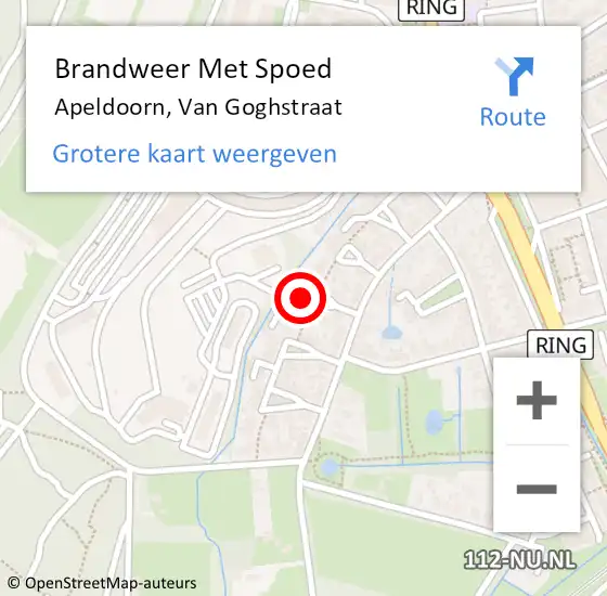 Locatie op kaart van de 112 melding: Brandweer Met Spoed Naar Apeldoorn, Van Goghstraat op 23 juli 2024 15:49