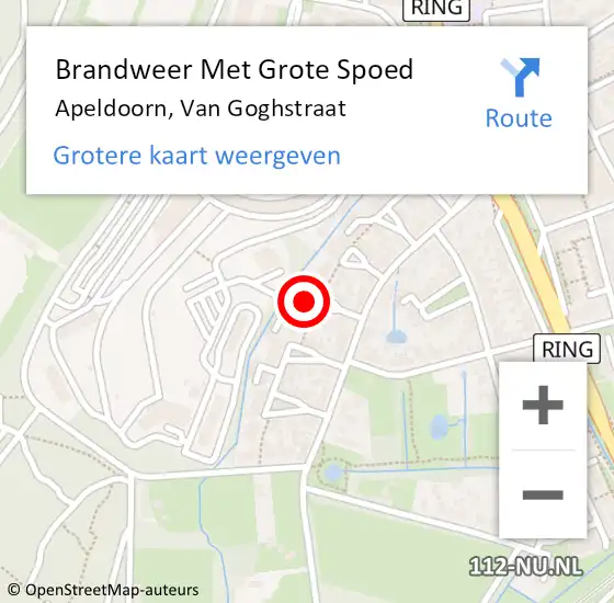 Locatie op kaart van de 112 melding: Brandweer Met Grote Spoed Naar Apeldoorn, Van Goghstraat op 23 juli 2024 15:52