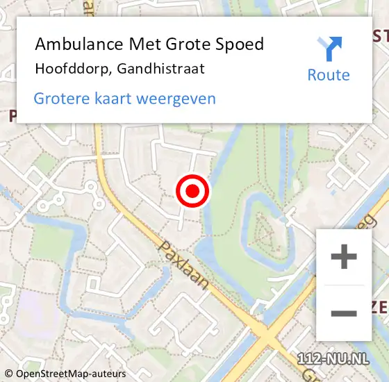 Locatie op kaart van de 112 melding: Ambulance Met Grote Spoed Naar Hoofddorp, Gandhistraat op 23 juli 2024 15:53