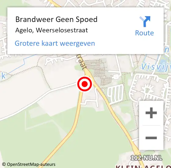 Locatie op kaart van de 112 melding: Brandweer Geen Spoed Naar Agelo, Weerselosestraat op 23 juli 2024 15:58