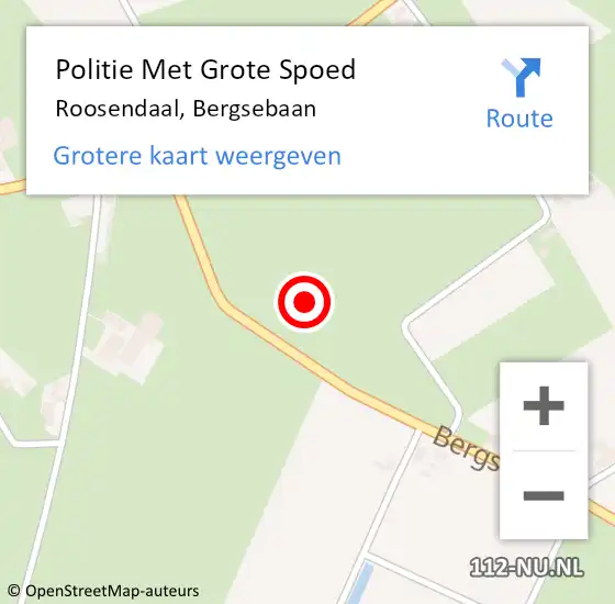Locatie op kaart van de 112 melding: Politie Met Grote Spoed Naar Roosendaal, Bergsebaan op 23 juli 2024 16:03