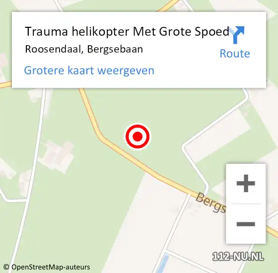 Locatie op kaart van de 112 melding: Trauma helikopter Met Grote Spoed Naar Roosendaal, Bergsebaan op 23 juli 2024 16:05
