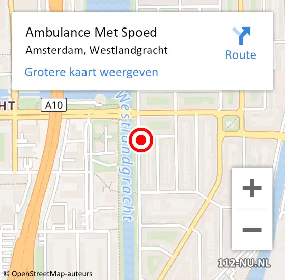 Locatie op kaart van de 112 melding: Ambulance Met Spoed Naar Amsterdam, Westlandgracht op 23 juli 2024 16:06