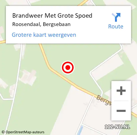 Locatie op kaart van de 112 melding: Brandweer Met Grote Spoed Naar Roosendaal, Bergsebaan op 23 juli 2024 16:07