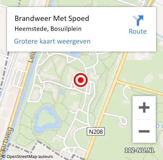 Locatie op kaart van de 112 melding: Brandweer Met Spoed Naar Heemstede, Bosuilplein op 23 juli 2024 16:12