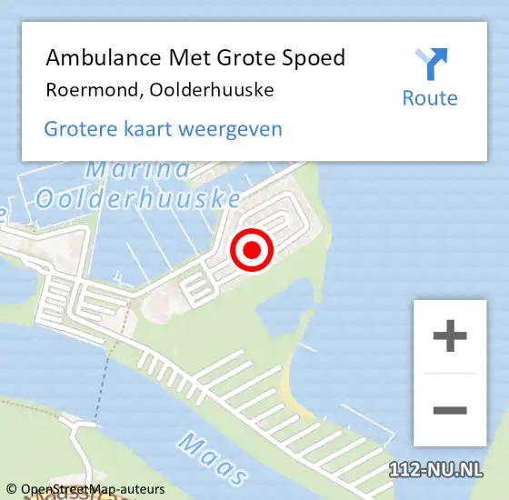 Locatie op kaart van de 112 melding: Ambulance Met Grote Spoed Naar Roermond, Oolderhuuske op 23 juli 2024 16:24