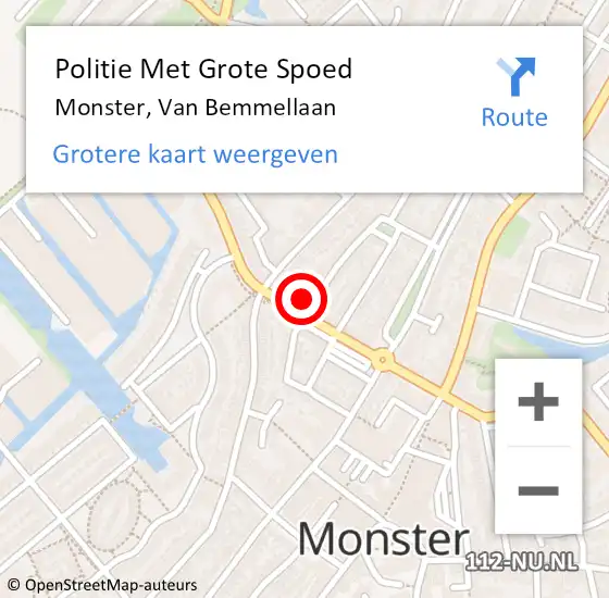 Locatie op kaart van de 112 melding: Politie Met Grote Spoed Naar Monster, Van Bemmellaan op 23 juli 2024 16:27