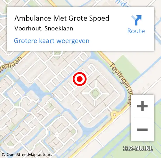 Locatie op kaart van de 112 melding: Ambulance Met Grote Spoed Naar Voorhout, Snoeklaan op 23 juli 2024 16:28