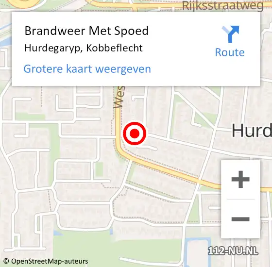 Locatie op kaart van de 112 melding: Brandweer Met Spoed Naar Hurdegaryp, Kobbeflecht op 23 juli 2024 16:28