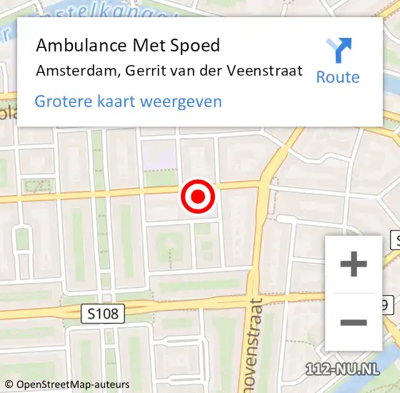 Locatie op kaart van de 112 melding: Ambulance Met Spoed Naar Amsterdam, Gerrit van der Veenstraat op 23 juli 2024 16:32