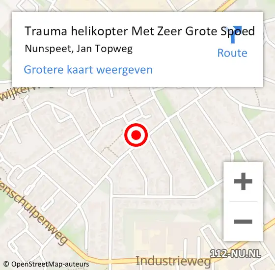 Locatie op kaart van de 112 melding: Trauma helikopter Met Zeer Grote Spoed Naar Nunspeet, Jan Topweg op 23 juli 2024 16:40