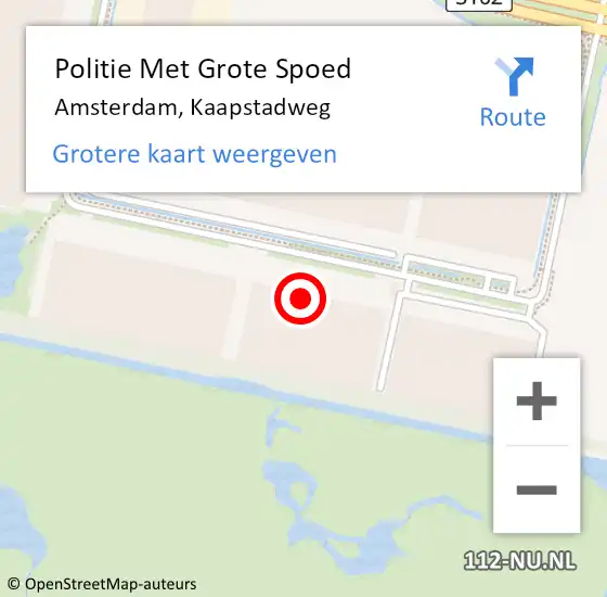 Locatie op kaart van de 112 melding: Politie Met Grote Spoed Naar Amsterdam, Kaapstadweg op 23 juli 2024 16:44