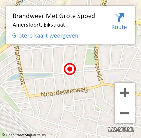 Locatie op kaart van de 112 melding: Brandweer Met Grote Spoed Naar Amersfoort, Eikstraat op 23 juli 2024 16:47