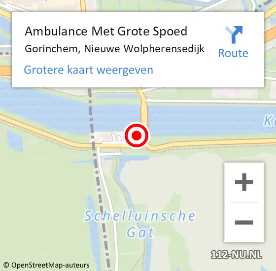 Locatie op kaart van de 112 melding: Ambulance Met Grote Spoed Naar Gorinchem, Nieuwe Wolpherensedijk op 23 juli 2024 16:54