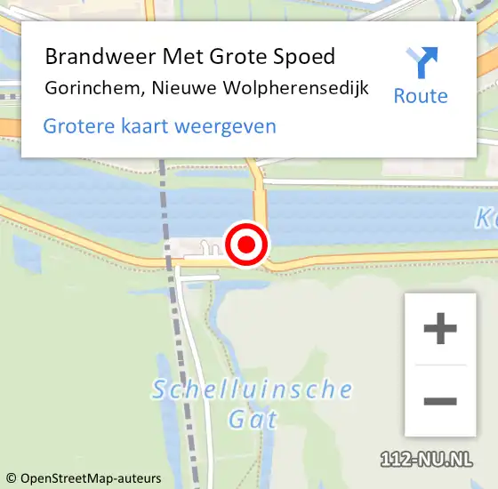 Locatie op kaart van de 112 melding: Brandweer Met Grote Spoed Naar Gorinchem, Nieuwe Wolpherensedijk op 23 juli 2024 16:55