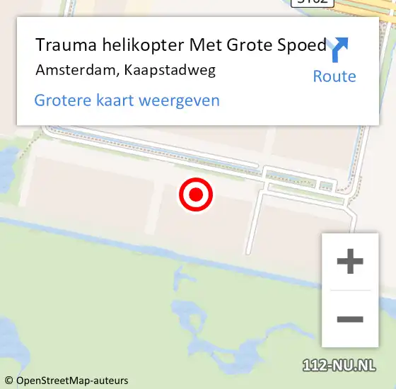 Locatie op kaart van de 112 melding: Trauma helikopter Met Grote Spoed Naar Amsterdam, Kaapstadweg op 23 juli 2024 17:03