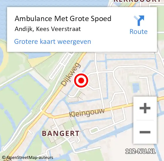 Locatie op kaart van de 112 melding: Ambulance Met Grote Spoed Naar Andijk, Kees Veerstraat op 23 juli 2024 17:04