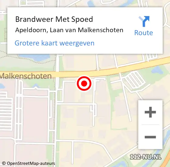 Locatie op kaart van de 112 melding: Brandweer Met Spoed Naar Apeldoorn, Laan van Malkenschoten op 23 juli 2024 17:29