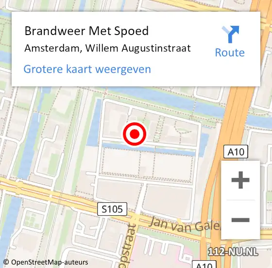 Locatie op kaart van de 112 melding: Brandweer Met Spoed Naar Amsterdam, Willem Augustinstraat op 23 juli 2024 17:30