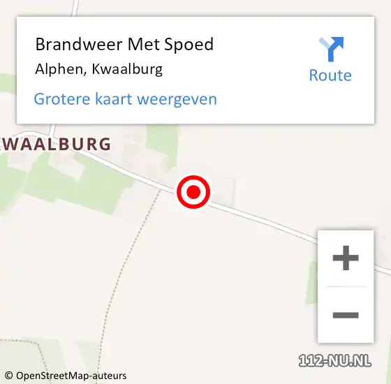 Locatie op kaart van de 112 melding: Brandweer Met Spoed Naar Alphen, Kwaalburg op 23 juli 2024 17:30