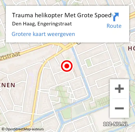Locatie op kaart van de 112 melding: Trauma helikopter Met Grote Spoed Naar Den Haag, Engeringstraat op 23 juli 2024 17:30