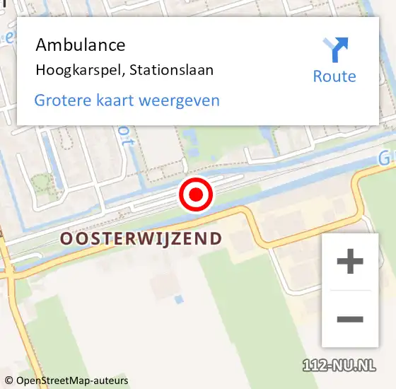 Locatie op kaart van de 112 melding: Ambulance Hoogkarspel, Stationslaan op 23 juli 2024 17:46