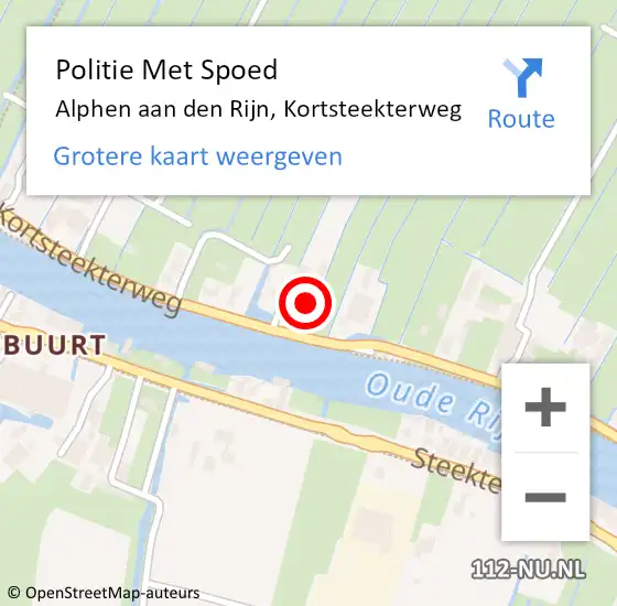 Locatie op kaart van de 112 melding: Politie Met Spoed Naar Alphen aan den Rijn, Kortsteekterweg op 23 juli 2024 17:56