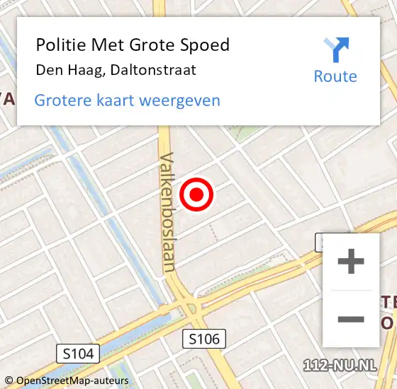 Locatie op kaart van de 112 melding: Politie Met Grote Spoed Naar Den Haag, Daltonstraat op 23 juli 2024 17:57