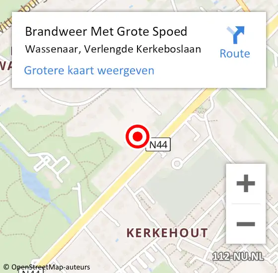 Locatie op kaart van de 112 melding: Brandweer Met Grote Spoed Naar Wassenaar, Verlengde Kerkeboslaan op 23 juli 2024 18:03