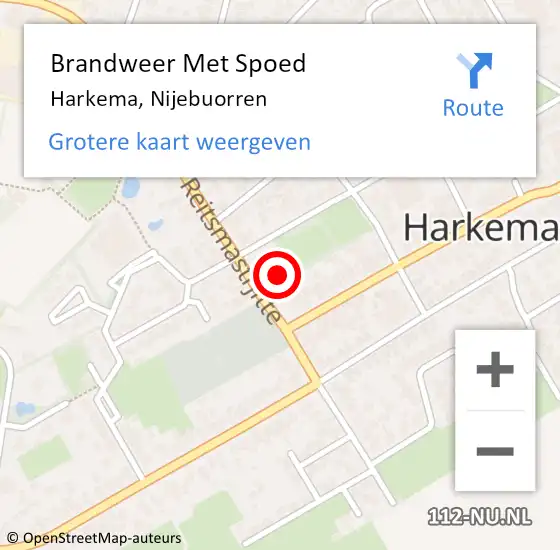 Locatie op kaart van de 112 melding: Brandweer Met Spoed Naar Harkema, Nijebuorren op 23 juli 2024 18:07