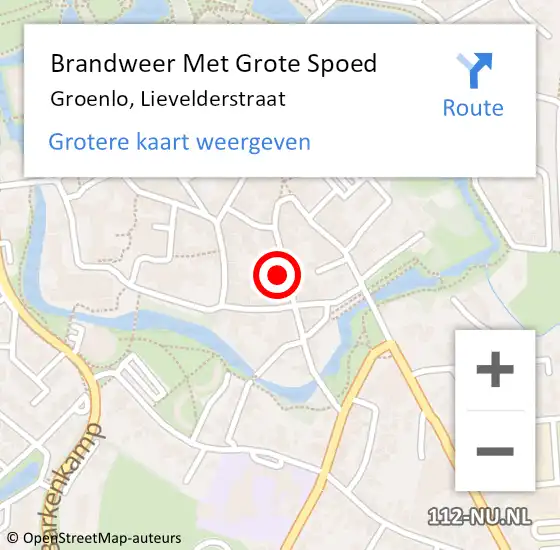 Locatie op kaart van de 112 melding: Brandweer Met Grote Spoed Naar Groenlo, Lievelderstraat op 23 juli 2024 18:34