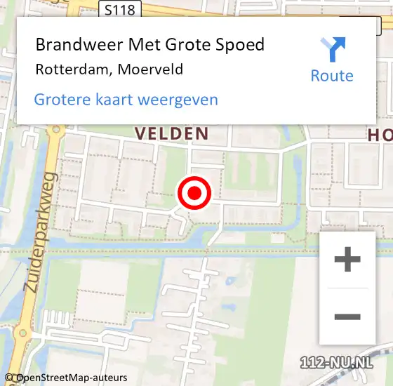 Locatie op kaart van de 112 melding: Brandweer Met Grote Spoed Naar Rotterdam, Moerveld op 23 juli 2024 18:38